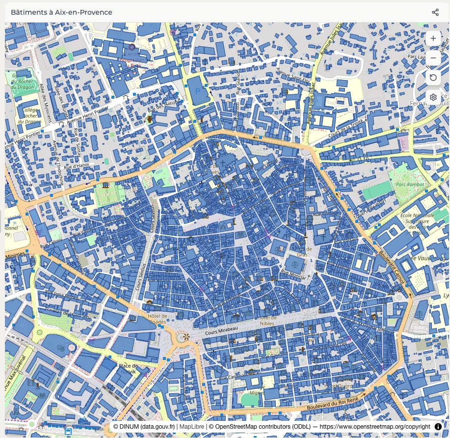 Carte bâtiments cadastraux Aix-en-Provence