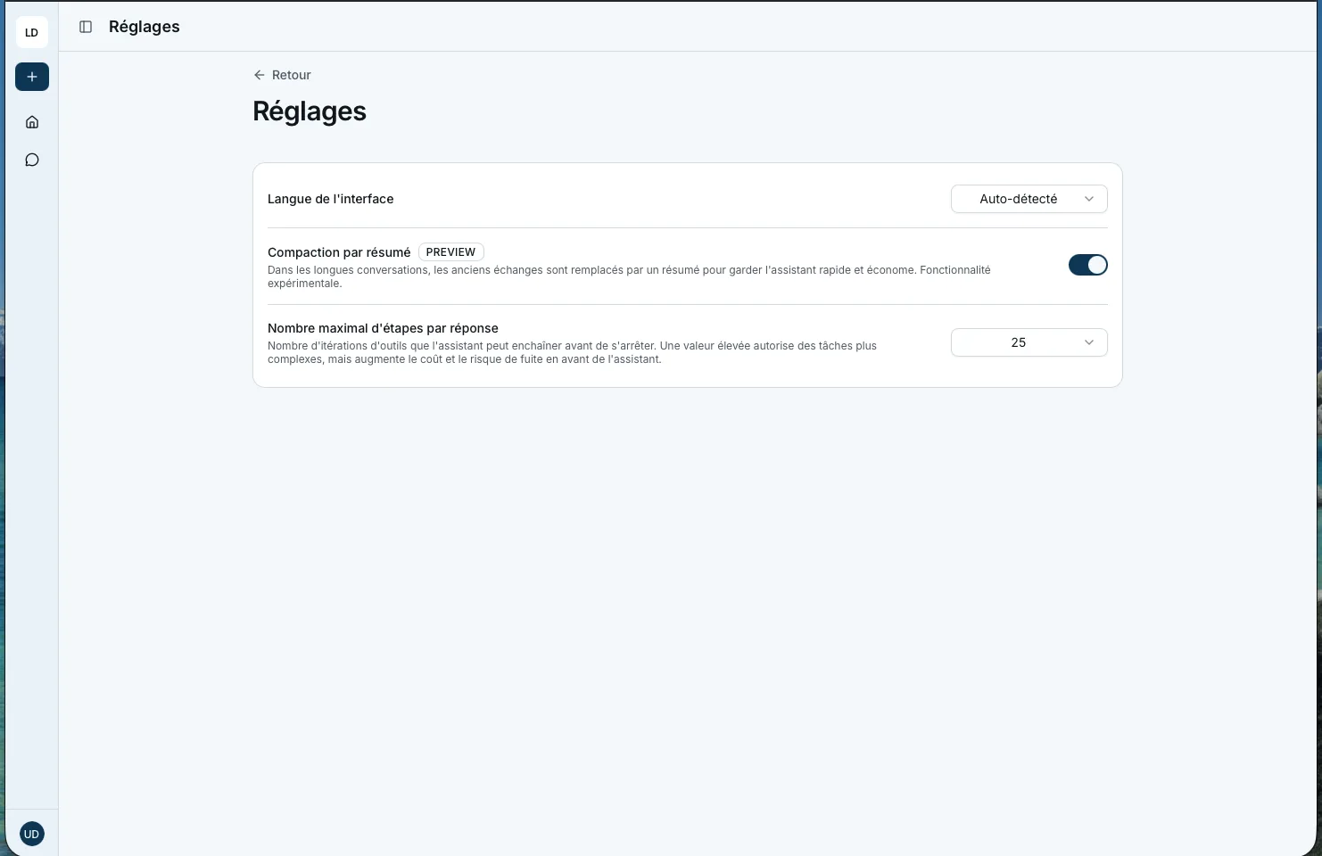 Page du compte utilisateur