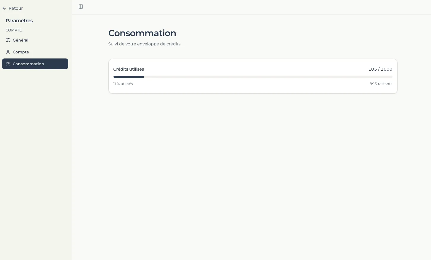 Suivi de la consommation